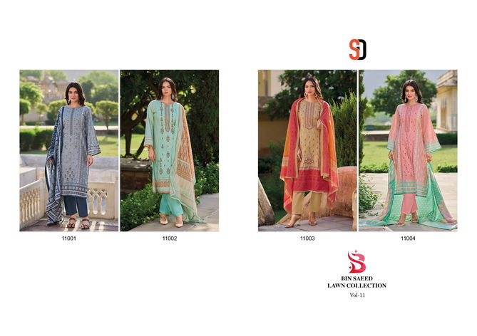 Bin Saeed Lawn Collection Vol 11 By Shraddha Embroidery Cotton Pakistani Suits Suppliers In India
